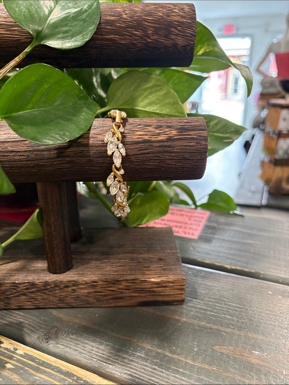 Gold Leaf Crystal Link Bracelet - Women Jewelry